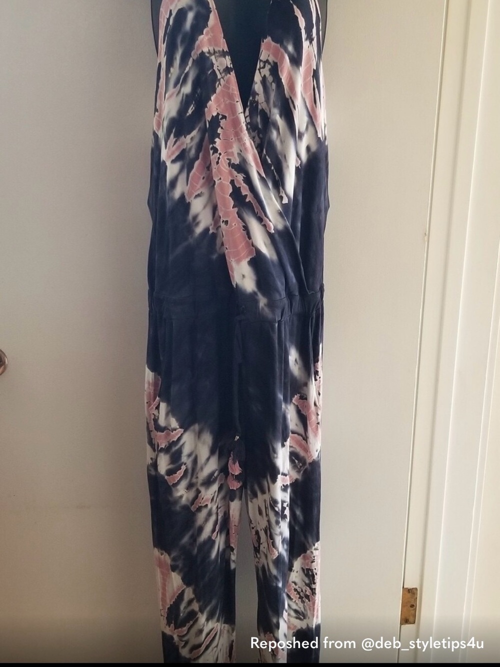 Young Fabulous & Broke Pink and Navy Tie-Dye Jumpsuit